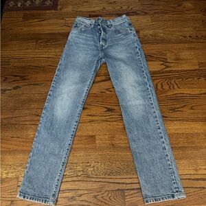 Levi's Rib Cage Blue Straight-Leg Jeans with Vintage Fading 25W 30L